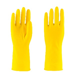 LTX-044 flocklined yellow household latex gloves