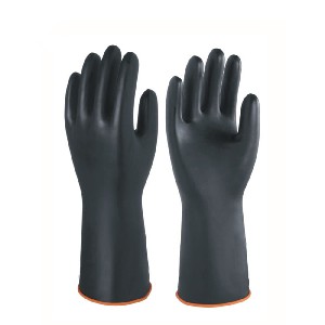 LTX-046 long cuff latex black industrial gloves