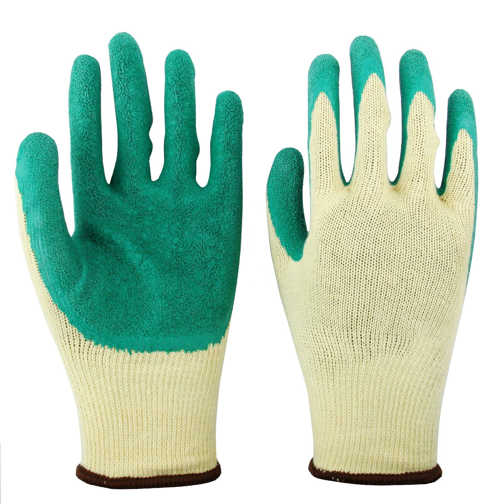 LTX-008 5 threads 10gauge yellow cotton crinkle latex coated gloves
