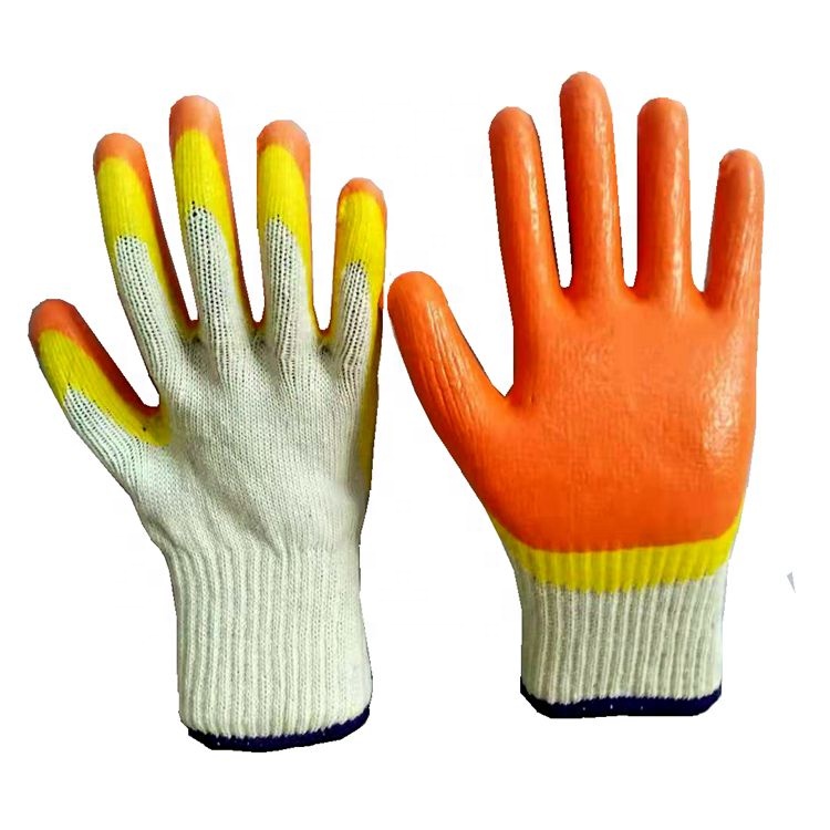 LTX-017 10aguge white cotton two color latex plain coated gloves