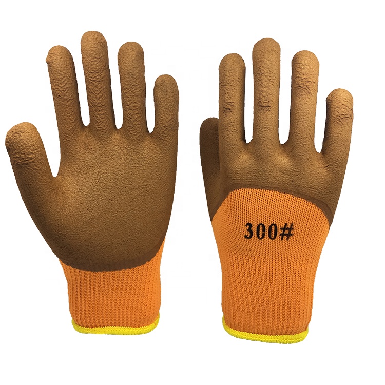 LTX-023 7gauge Terry liner brown foam latex half coated gloves