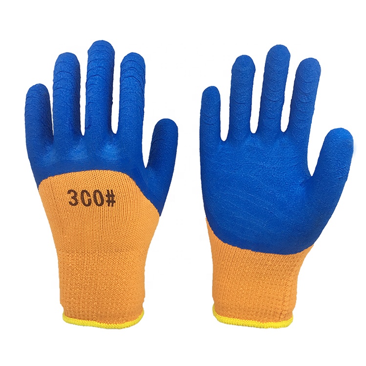 LTX-024 7gauge Terry liner blue foam latex half coated gloves