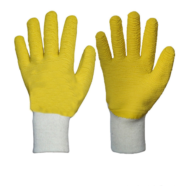 LTX-040 knit wrist cotton wave crinkle latex full coated gloves