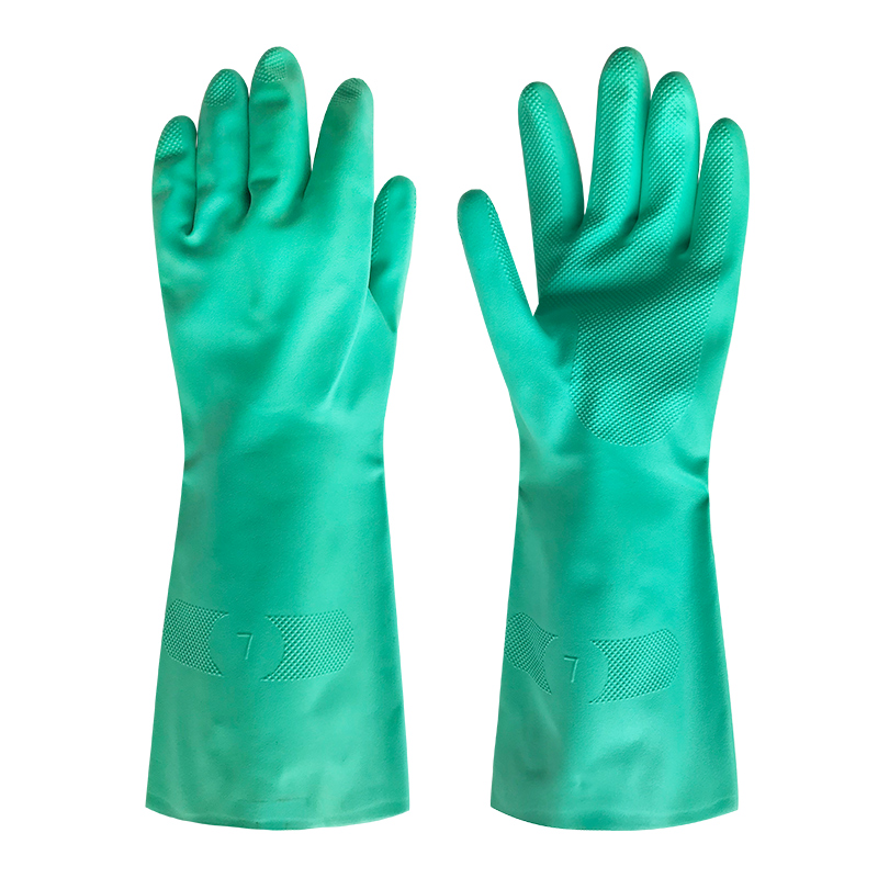 NTR-006 Smooth lining green nitrile household gloves