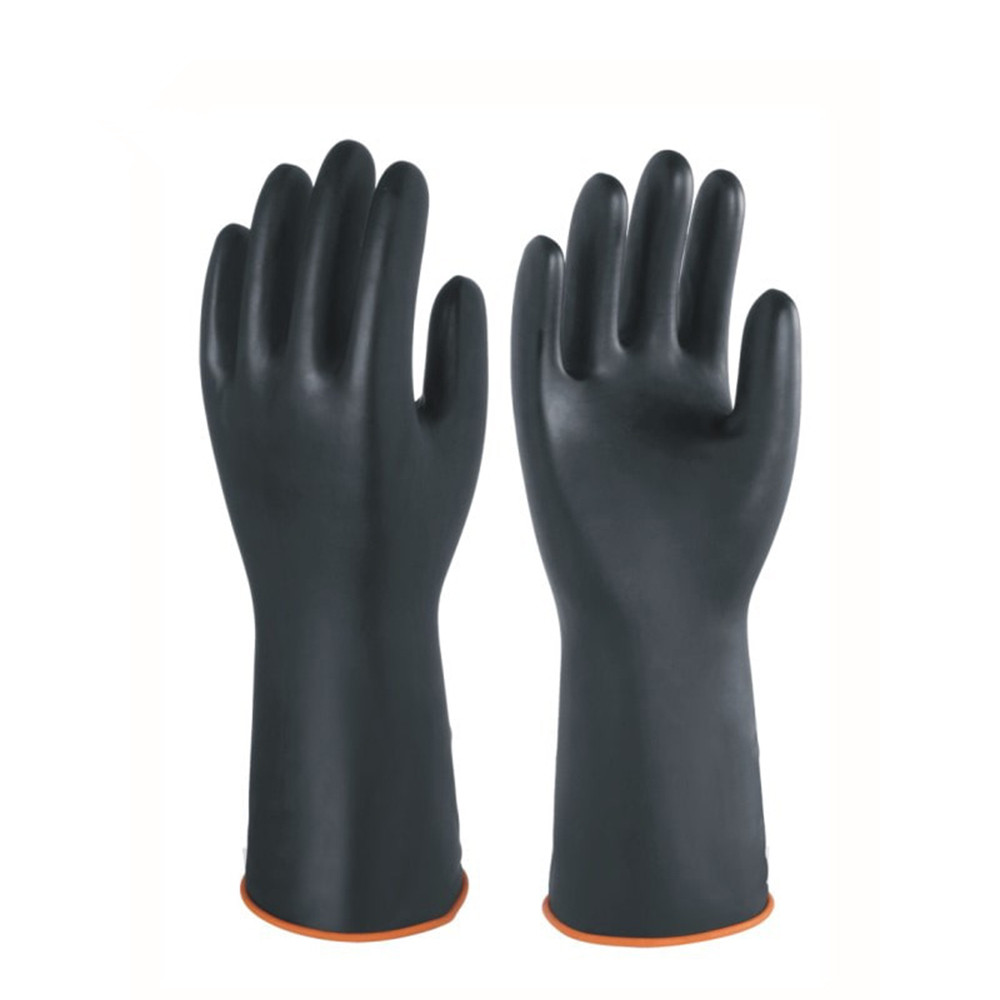 LTX-046 long cuff latex black industrial gloves