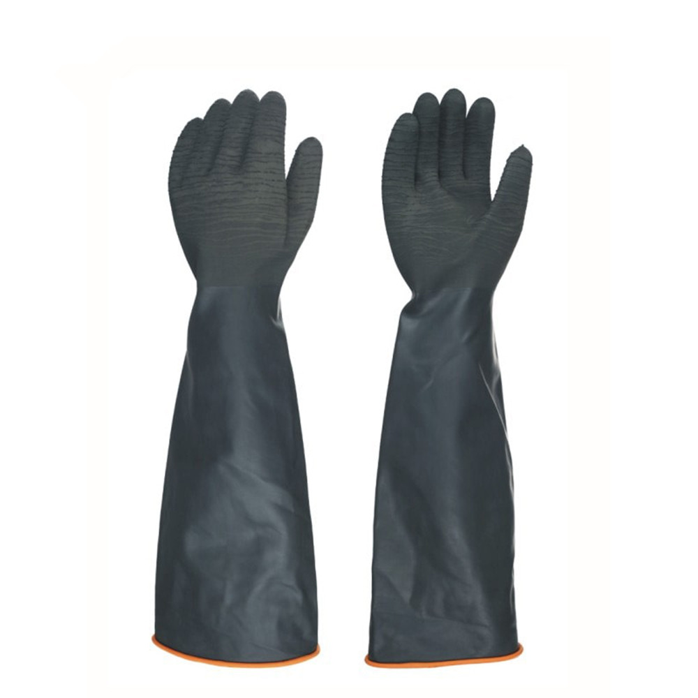 LTX-047 wave crinkle palm black latex industrial glove
