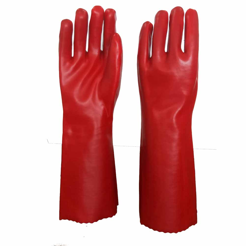 PVC-006  35cm Long sleeve Red fully coated glove